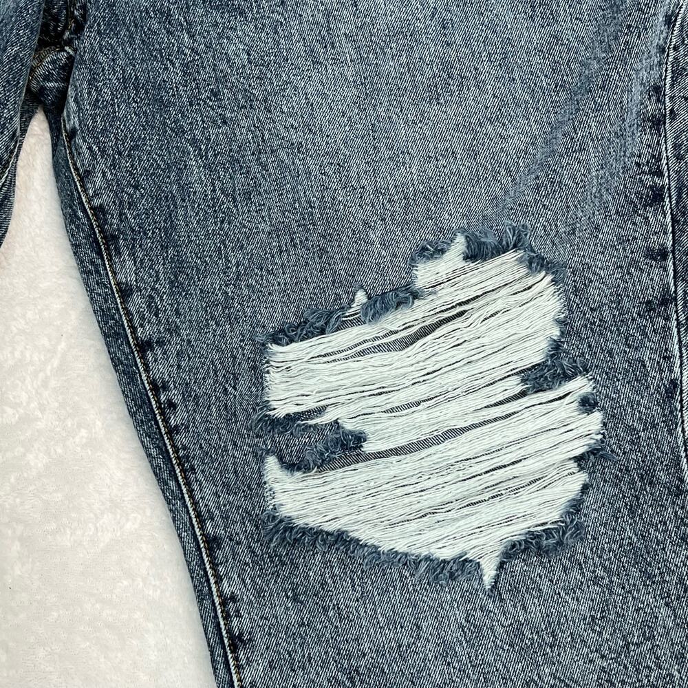 Good American Plus 20 Classic Slim Straight Distressed Denim Blue High Rise NWT - Picture 9 of 13